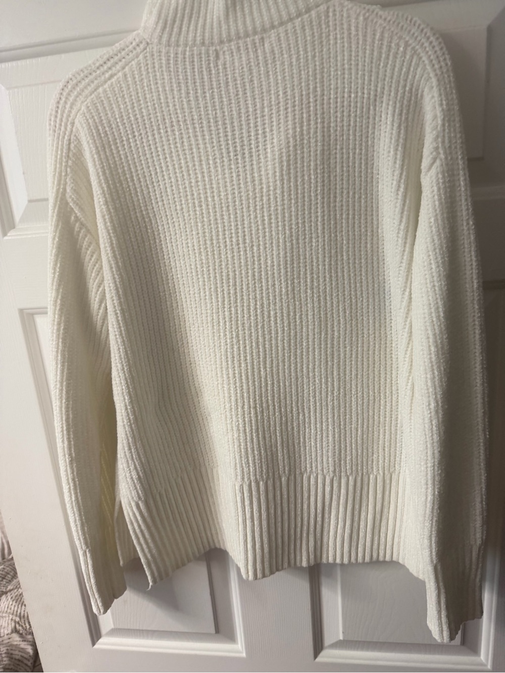 Christian Siriano Cream Ribbed Half-Zip Turtleneck Sweater - Picture 6 of 6